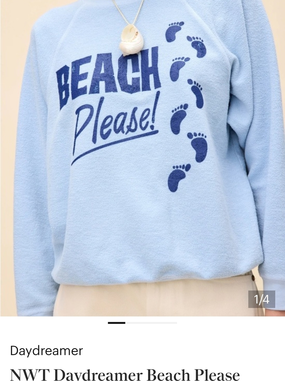 Daydreamer Light Blue "Beach Please!" Pullover Sweatshirt New In The Polly Bag